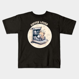 Sweet Animals: Sweet Teddy Bear Is a Coffee Lover - Cute Teddy Bear- A Funny Silly Retro Vintage Style Kids T-Shirt